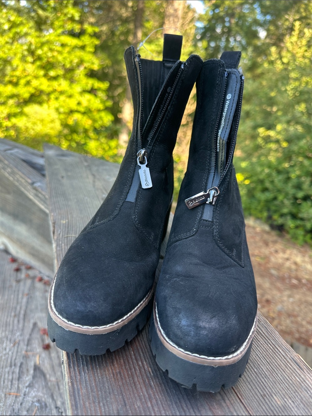 Blondo Waterproof Platform Chelsea Boots - Black Suede